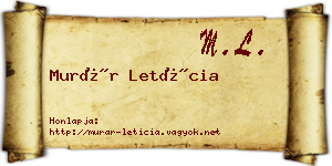 Murár Letícia névjegykártya